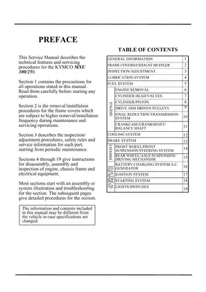 KYMCO MXU 300/250 Service Manual: Comprehensive Guide for Maintenance and Repair