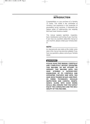 2001-2006 Yamaha YZ250L(N)/LC, YZ250 owner´s service manual Preview image 4