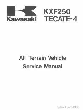Kawasaki KXF250 All Terrain Vehicle Service Manual (1983-Present) Preview image 1