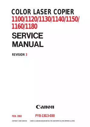Canon CLC 1100, CLC 1120, CLC 1130, CLC 1140, CLC 1150, CLC 1160 and CLC 1180 color laser copier service guide Preview image 2