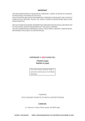Canon CLC1100/1120/1130/1140/1150/1160/1180 Service Manual Preview image 3