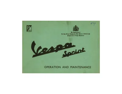 Preview: 1960–1979 Vespa Sprint Scooter Operation and Maintenance Manual