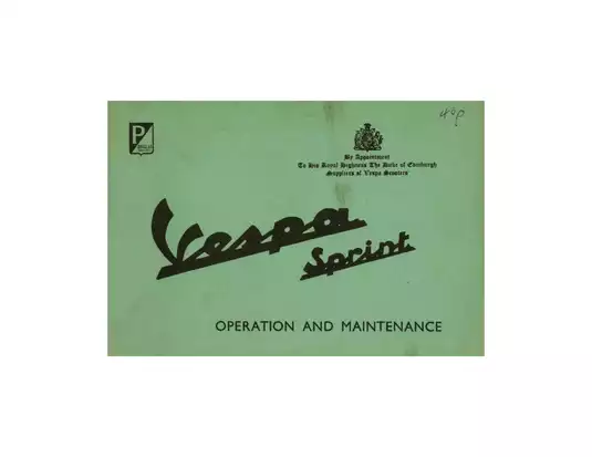 1960-1979 Vespa Sprint scooter operation and maintenance manual