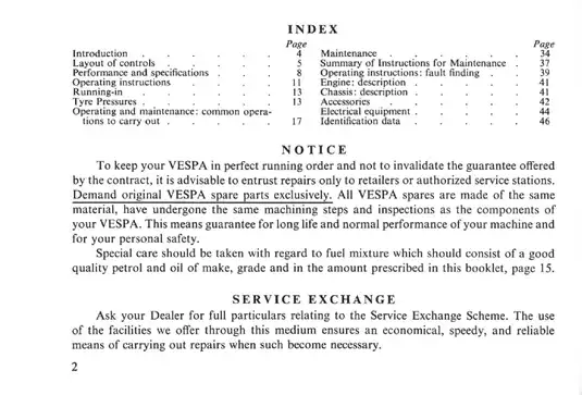 1960-1979 Vespa Sprint scooter operation and maintenance manual Preview image 3