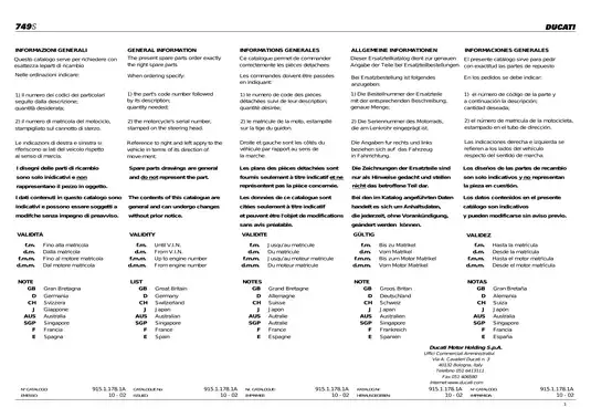 2003-2006 Ducati 749 Dark, 749s, 749R illustrated parts list/manual Preview image 1