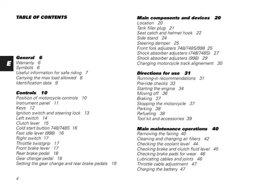 Ducati Motorcycle Owner's Manual - Maintenance and Safety Guide Preview image 4