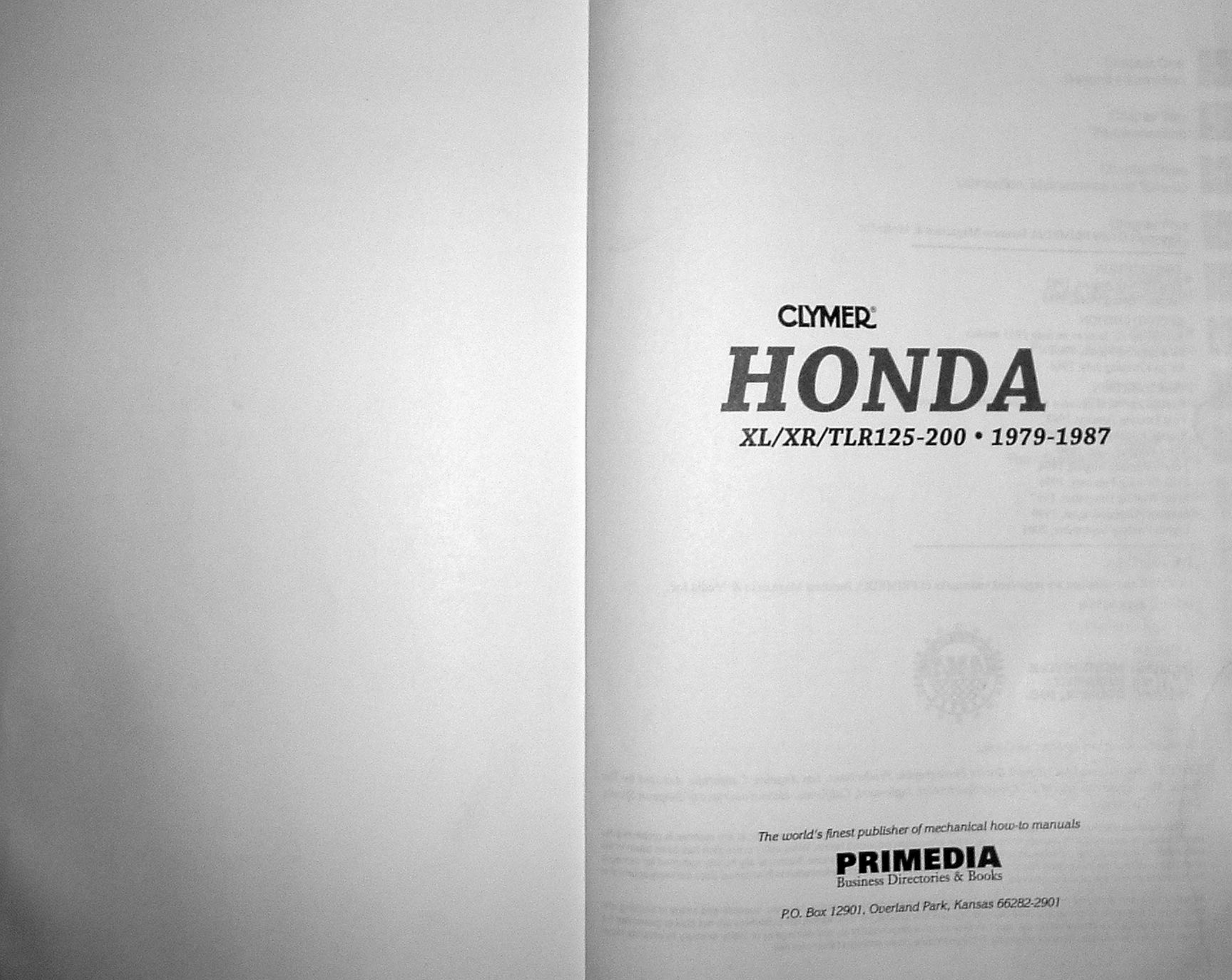 1979-1987 Honda XL125,  XR125,  TRL125,  XL200, XT125, TRL125 service, shop manual Preview image 1
