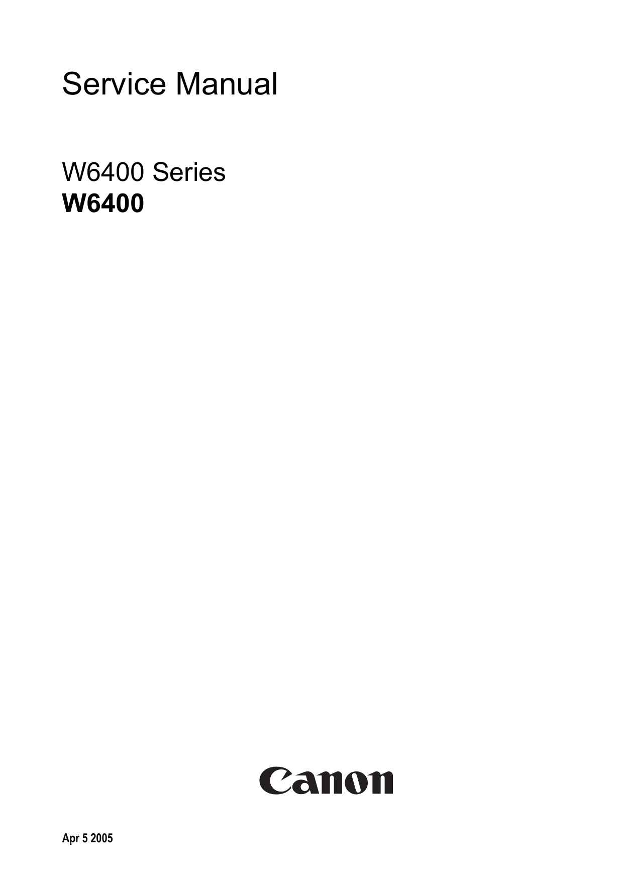 Canon W6400 series wide format printer service manual Preview image 1