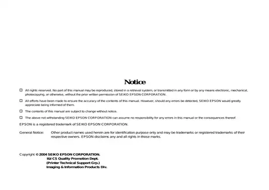 EPSON Stylus Photo RX700 Service Manual - Comprehensive Repair Guide Preview image 2
