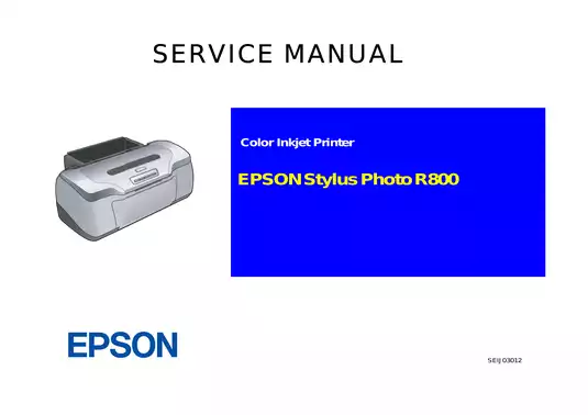 Epson Stylus Photo R800 inkjet photo printer service manual Preview image 1