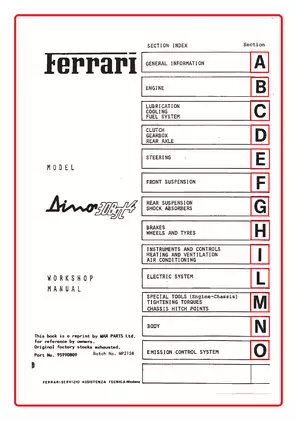 1973-1980 Ferrari Dino 308, 308 GT4 models workshop manual Preview image 2