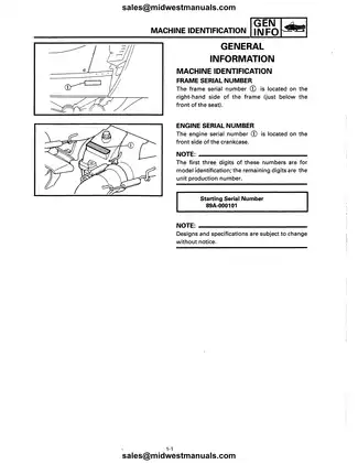 1992-1997 Yamaha V-Max 4, 750cc / 780cc series snowmobile service manual Preview image 4