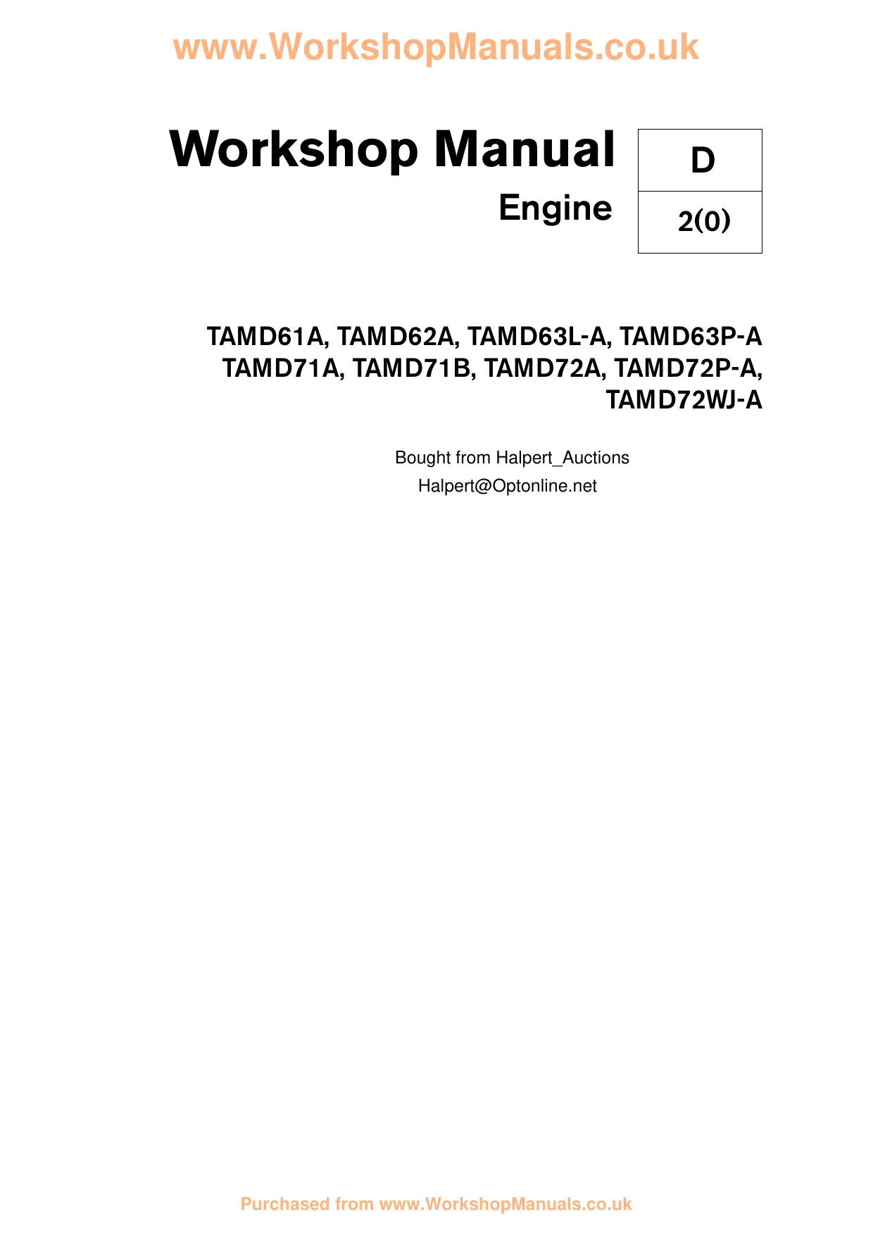 Volvo Penta TAMD61A - TAMD72J marine diesel engine manual