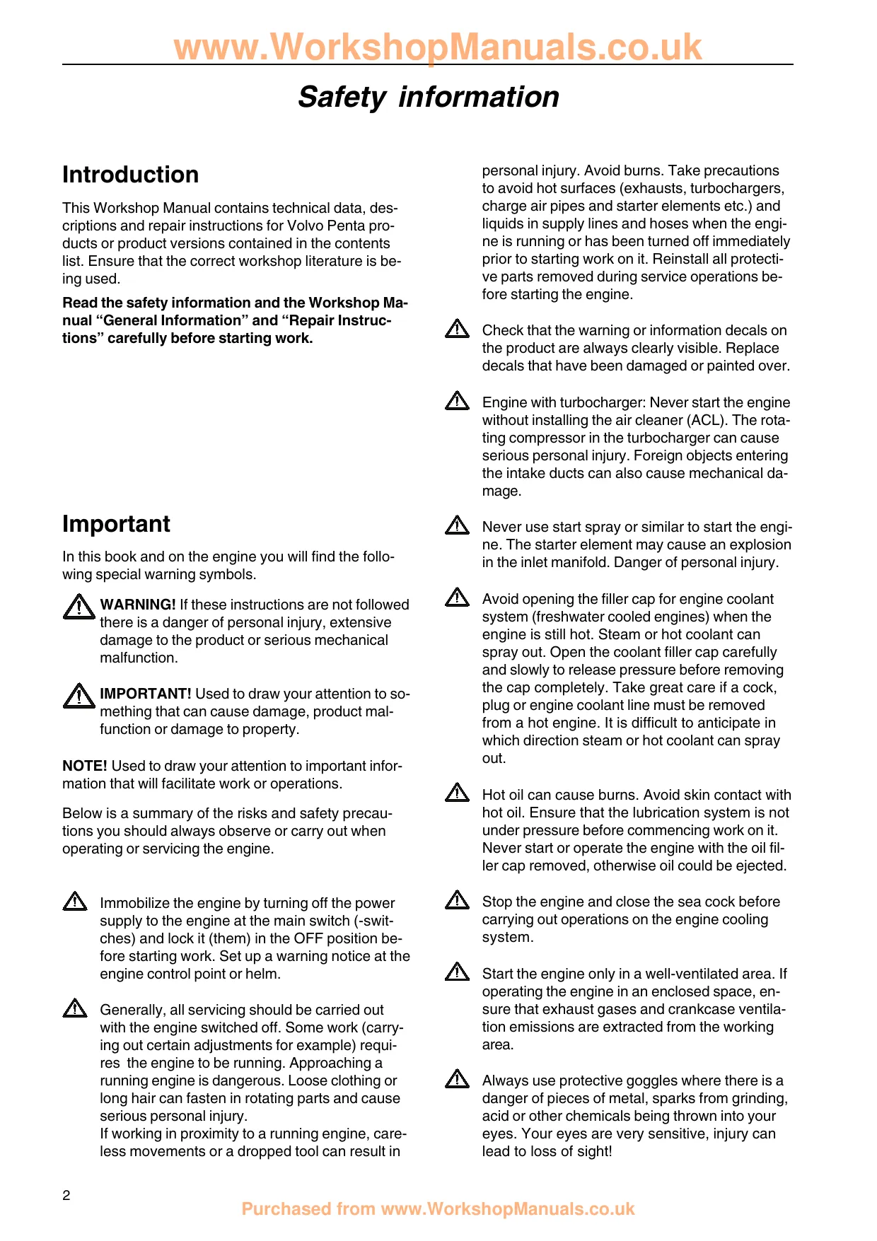 Volvo Penta TAMD61A - TAMD72J marine diesel engine manual Preview image 4