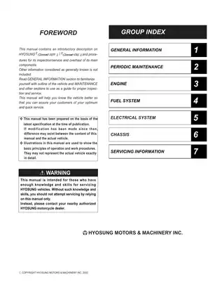 Hyosung GT125 Comet, GT250 Comet service manual Preview image 2