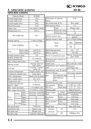 Kymco ZX50 Scout scooter service manual Preview image 3