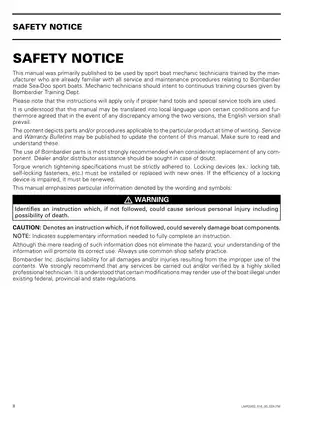 Comprehensive Shop Manual for Bombardier Sea-Doo Models Speedster, Challenger 1800, 2000, and X-20 Preview image 5