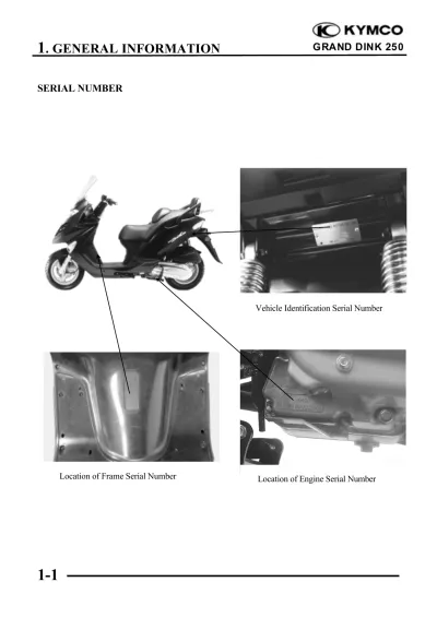 2004–2005 Kymco Grand Dink 250 Service & Repair Manual OEM
