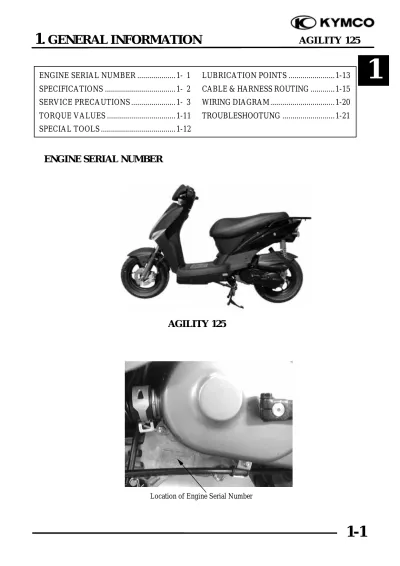 KYMCO Agility 125 Service Manual (OEM)