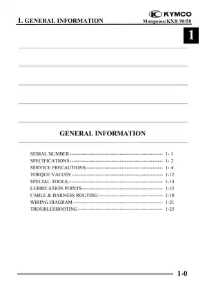 KYMCO Mongoose/KXR 90/50 Service Manual - Comprehensive Guide for Maintenance and Repair Preview image 3