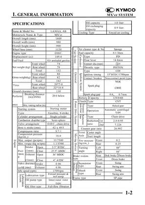 KYMCO MX'er 125/150 Comprehensive Service Manual Preview image 4