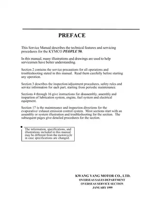 KYMCO PEOPLE 50 Service Manual