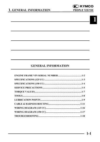 KYMCO People 125 / 150 Service Manual