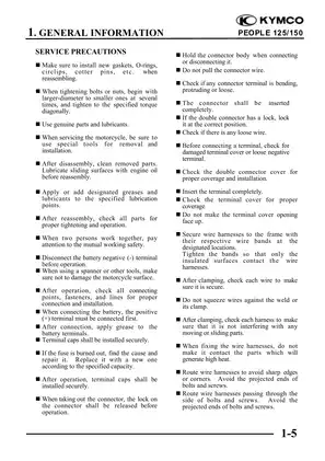 KYMCO People 125/150 Complete Service Manual and Guide Preview image 5
