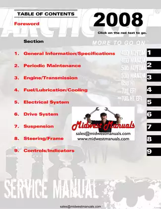 2008 Arctic Cat ATV Service Manual: Maintenance, Troubleshooting & Repair Preview image 2
