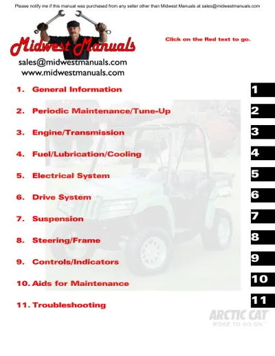 Preview: 2006 Arctic Cat Prowler 650XT OEM Service Manual (P/N 2287-489)