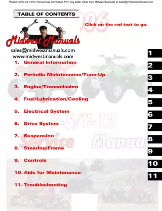 2006 Arctic Cat Y-6/Y-12 Youth ATV Service Manual Preview image 2
