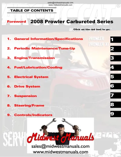 Preview: 2008 Arctic Cat Prowler 650 / Prowler XT 650 Service & Repair Manual OEM