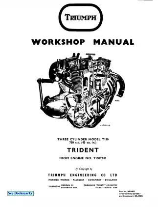 1969-1973 Triumph Trident T150 workshop manual