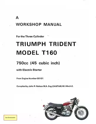 Triumph T160 Trident 750cc Workshop Manual - Service & Repair Guide