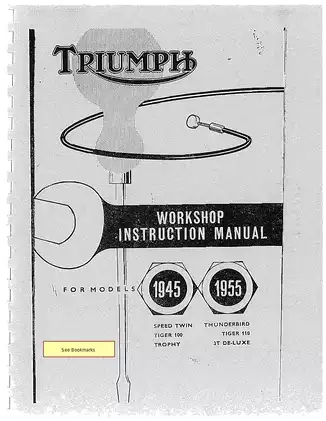 1945-1955 Triumph Speed Twin, Thunderbird, Tiger 100 and 110, Trophy, 3T Deluxe models workshop instruction manual