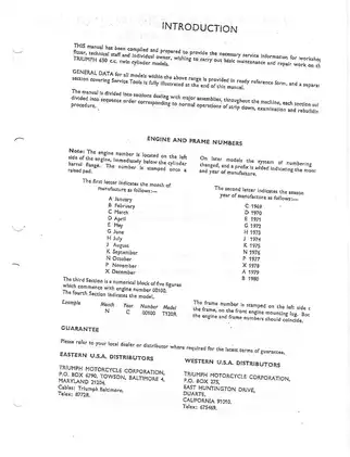 Triumph 650cc Twin Cylinder Motorcycle Workshop Manual (1972 Edition) Preview image 3