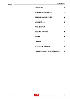 1993-2003 Aprilia™ RS125 manual Preview image 1