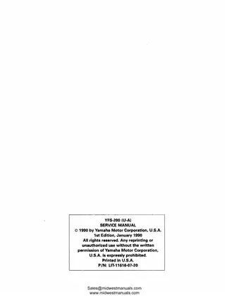 Yamaha YFS200 Service Manual - Comprehensive Maintenance & Repair Guide Preview image 2