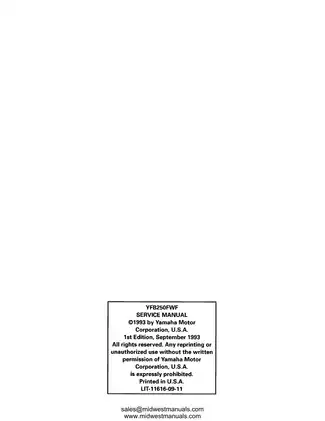 Yamaha YFB250FWF Service Manual (1993) - Comprehensive Repair Guide Preview image 2