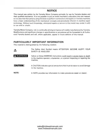 Yamaha YFB250FWF Service Manual (1993) - Comprehensive Repair Guide Preview image 3