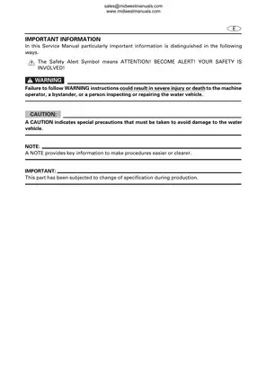 1999-2002 Yamaha Marine XL1200LTD WaveRunner service manual Preview image 3