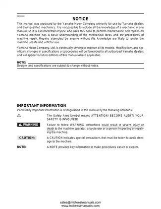 Yamaha YFM350FXP Supplementary Service Manual (2001) Preview image 3
