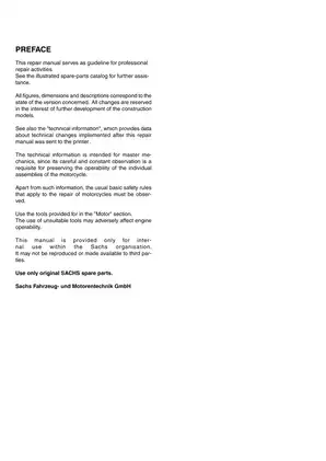 Sachs XTC 125 4-Stroke Repair Manual (2003) Preview image 4