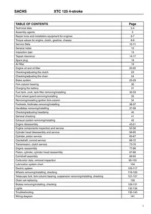 Sachs XTC 125 4-Stroke Repair Manual (2003) Preview image 5