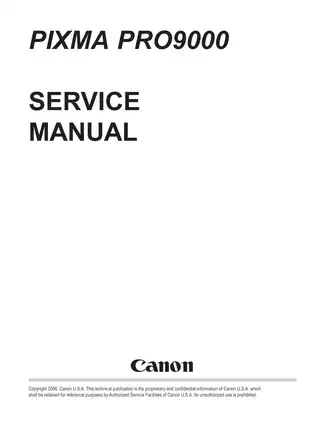 Canon PIXMA Pro9000 Service Manual - Comprehensive Guide for Technicians