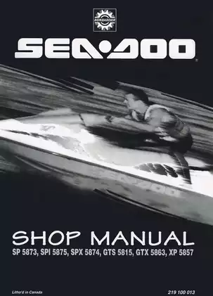 1995 Bombardier Sea-Doo SP 5873, SPI5875, SPX 5874, GTRS 5815, GTX 5863, XP 5857 shop manual Preview image 1