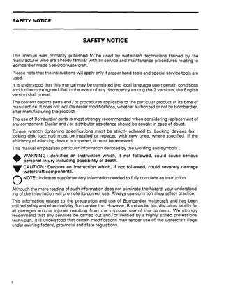 1995 Bombardier Sea-Doo SP 5873, SPI5875, SPX 5874, GTRS 5815, GTX 5863, XP 5857 shop manual Preview image 5