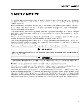 1998 Bombardier Sea-Doo GS, GSX, GTS, GTI, GTX SPX, XP shop manual Preview image 5