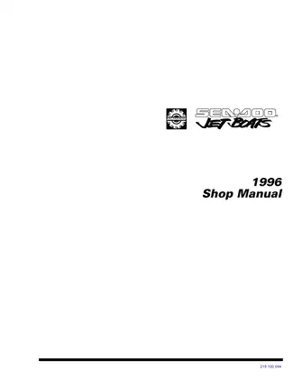 1996 Bombardier Sea-Doo Jet Boats Speedster, Sportster, Challenger shop manual Preview image 2