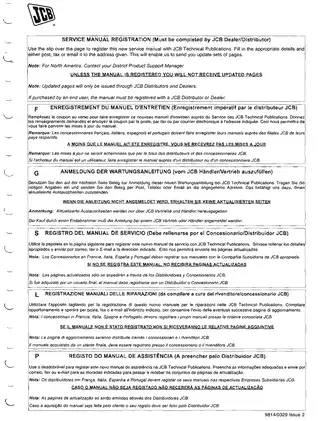 JCB 1400B Backhoe Loader service manual